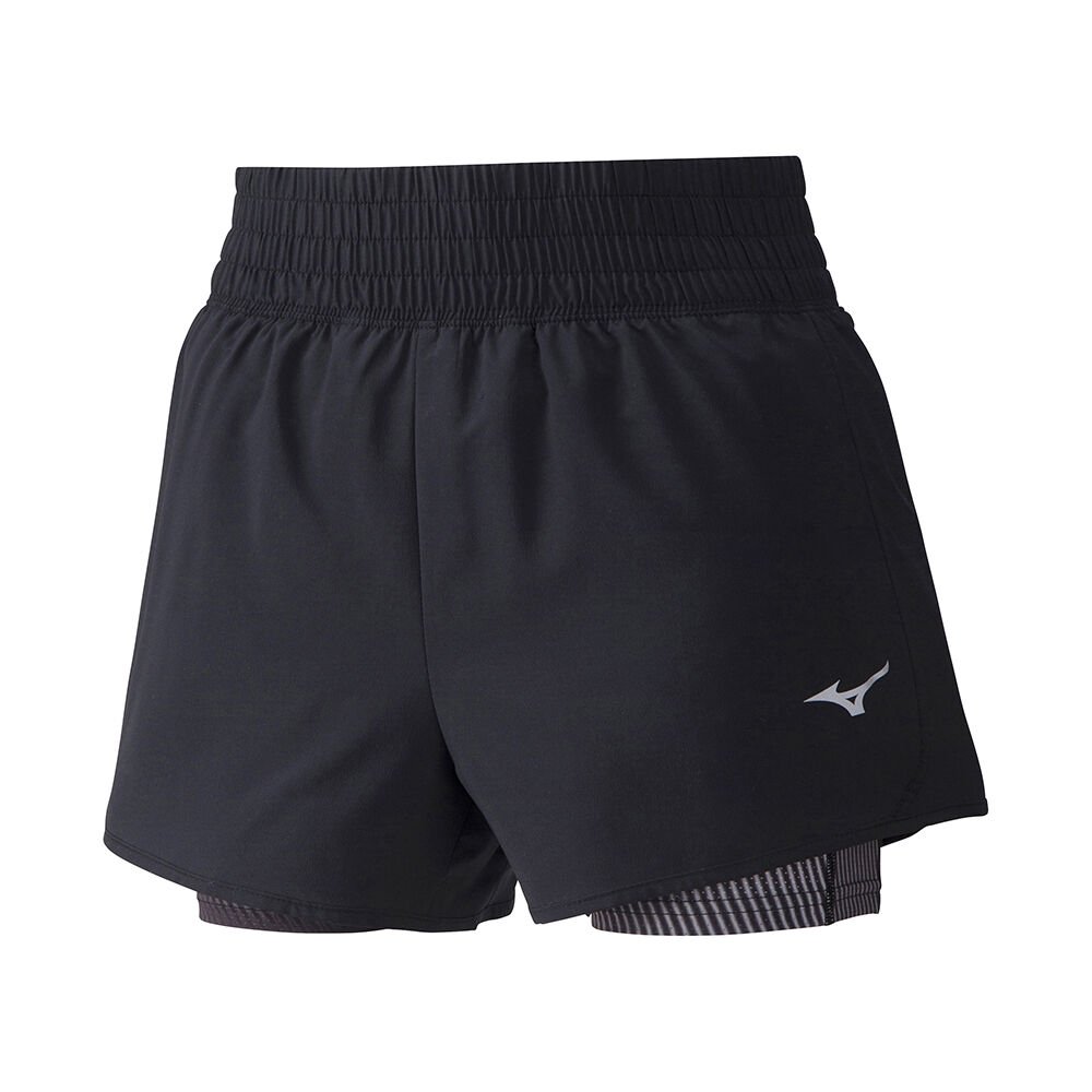 Mizuno Women's Shorts Black 4.5 2in1 Apparel - J2GB030109